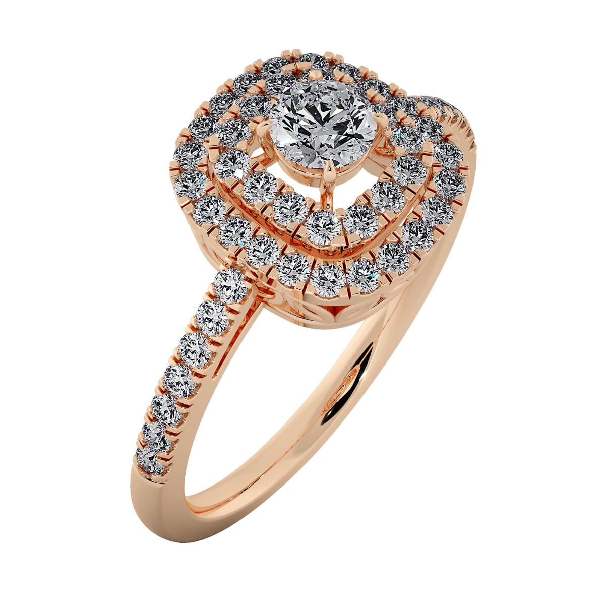 18KT Gold Ring with 0.25 Carat D Color VVS1 Center Diamond and Side Stone 0.45 Carat