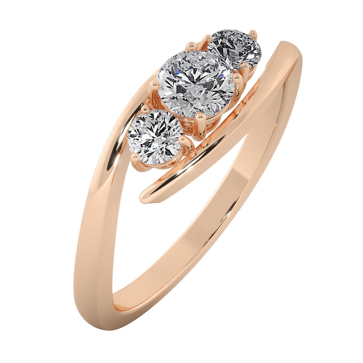 18KT Gold Ring with 0.25 Carat D Color VVS1 Center Diamond and Side Stone 0.35 Carat