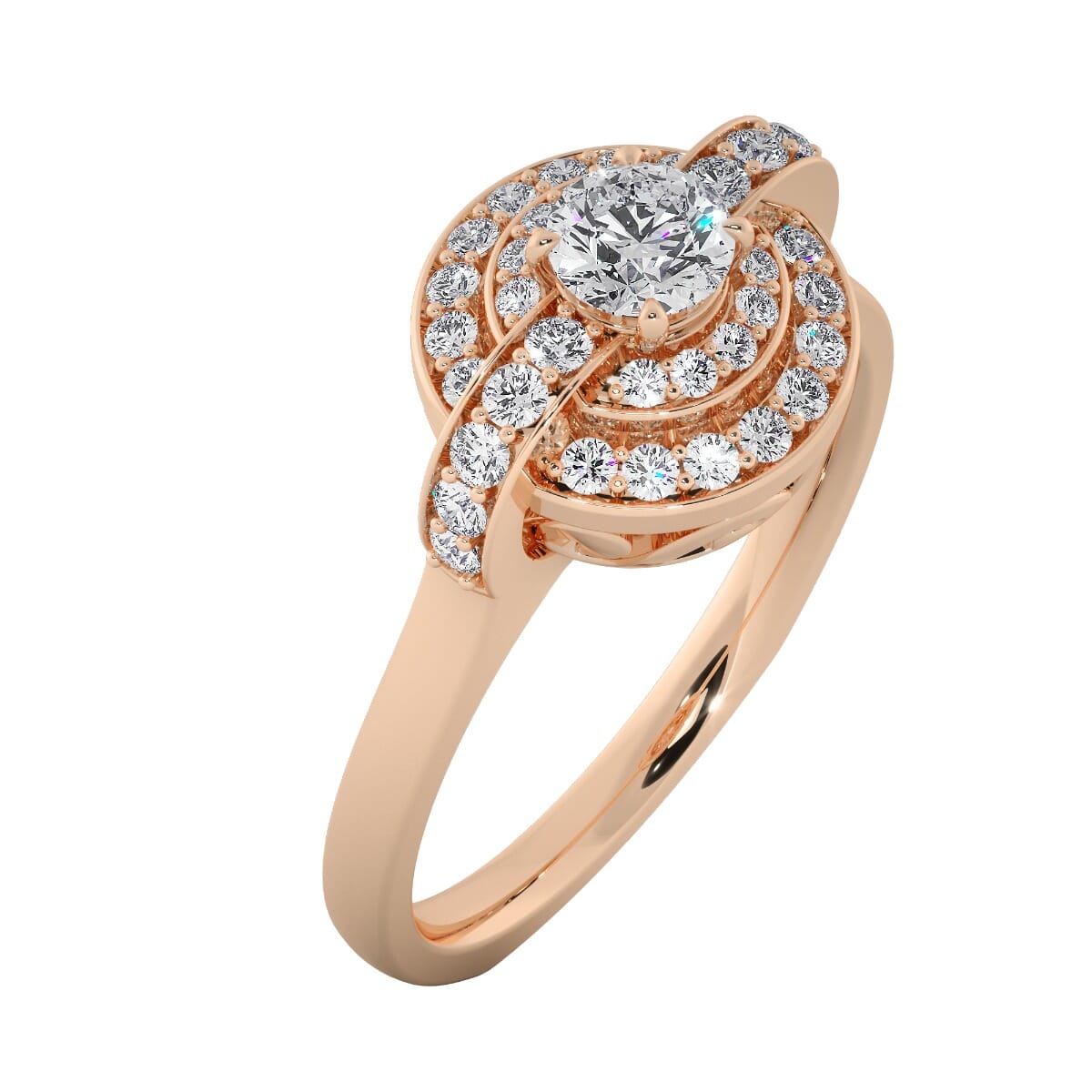 18KT Gold Ring with 0.25 Carat D Color VVS1 Center Diamond and Side Stone 0.30 Carat