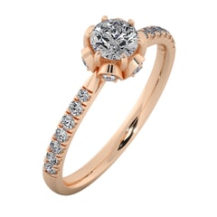 18KT Gold Ring with 0.40 Carat D Color VVS1 Center Diamond with Certificate and Side Stone 0.20 Carat