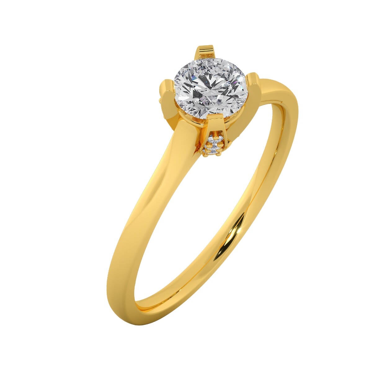 18KT Gold Ring with 0.40 Carat D Color VVS1 Center Diamond with Certificate and Side Stone 0.11 Carat