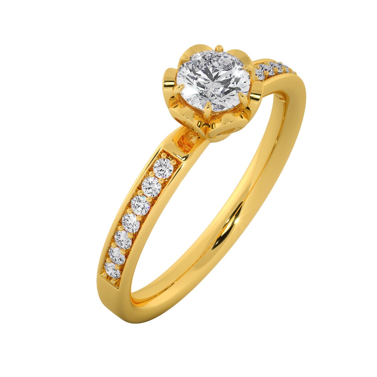 18KT Gold Ring with 0.40 Carat D Color VVS1 Center Diamond with Certificate and Side Stone 0.10 Carat