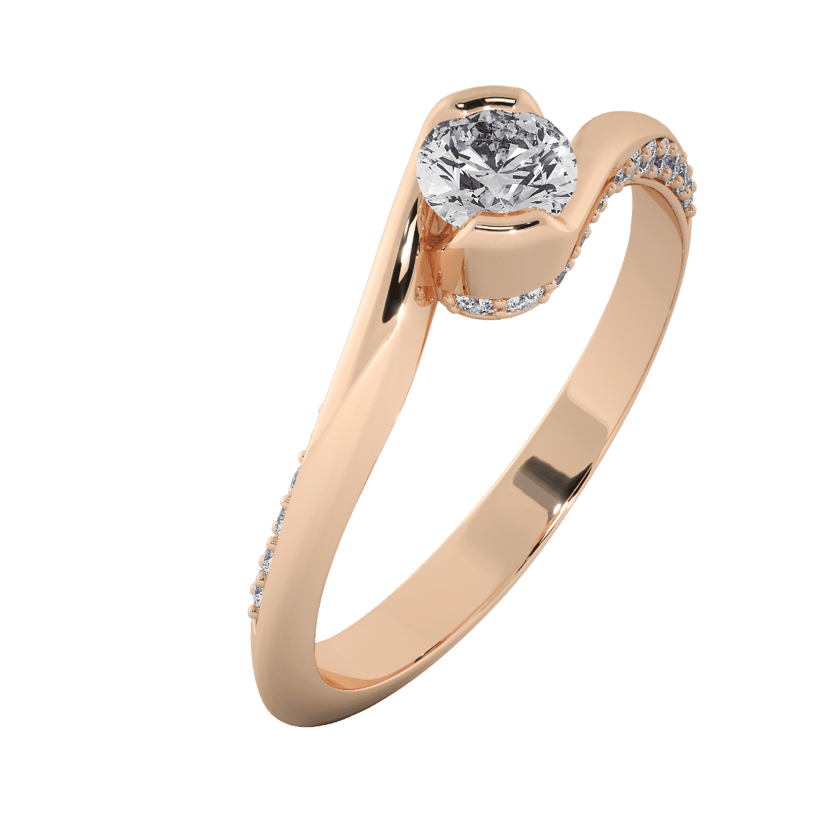 18KT Gold Ring with 0.30 Carat D Color VVS1 Center Diamond with Certificate and Side Stone 0.22 Carat