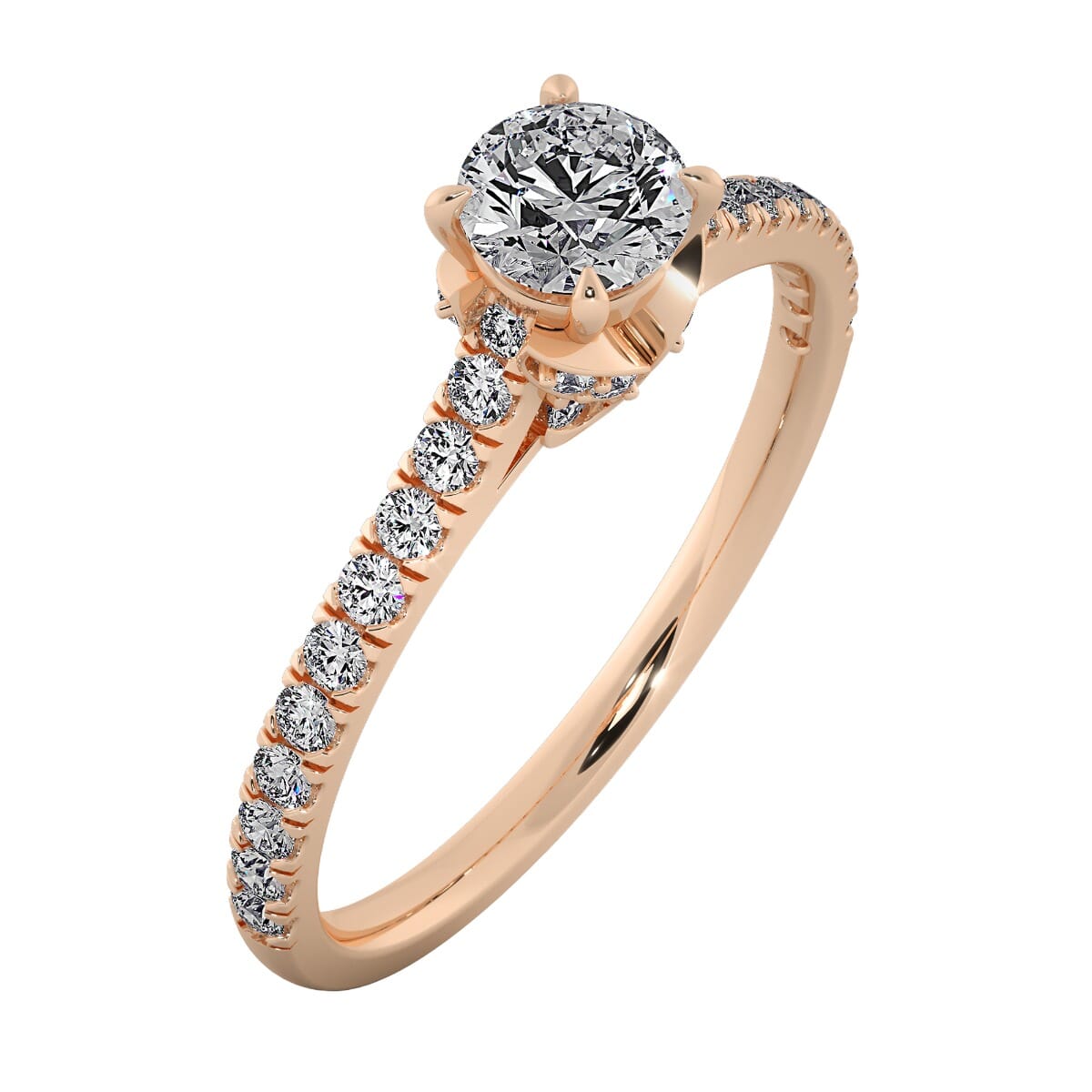 18KT Gold Ring with 0.40 Carat D Color VVS1 Center Diamond with Certificate and Side Stone 0.30 Carat
