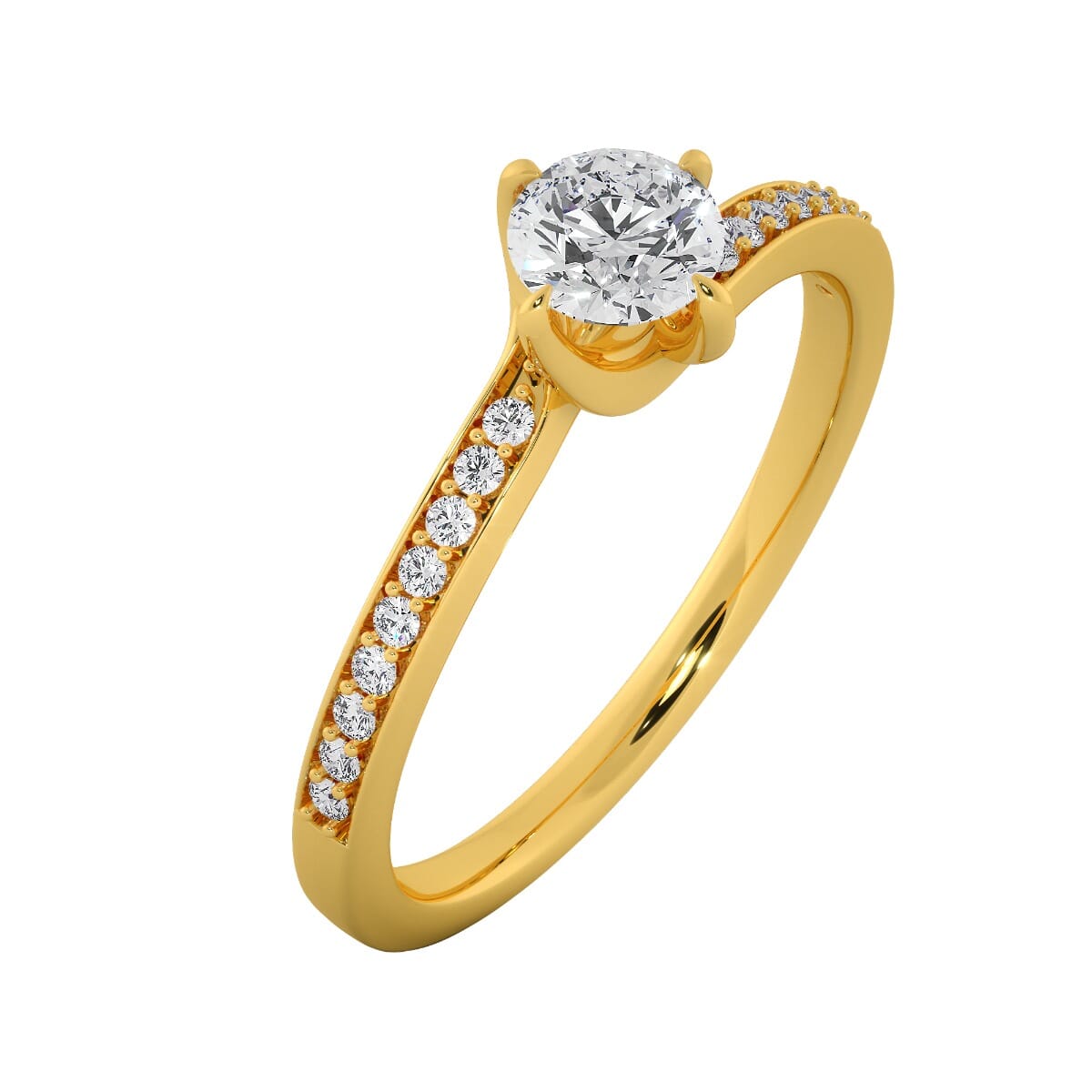 18KT Gold Ring with 0.40 Carat D Color VVS1 Center Diamond with Certificate and Side Stone 0.12 Carat