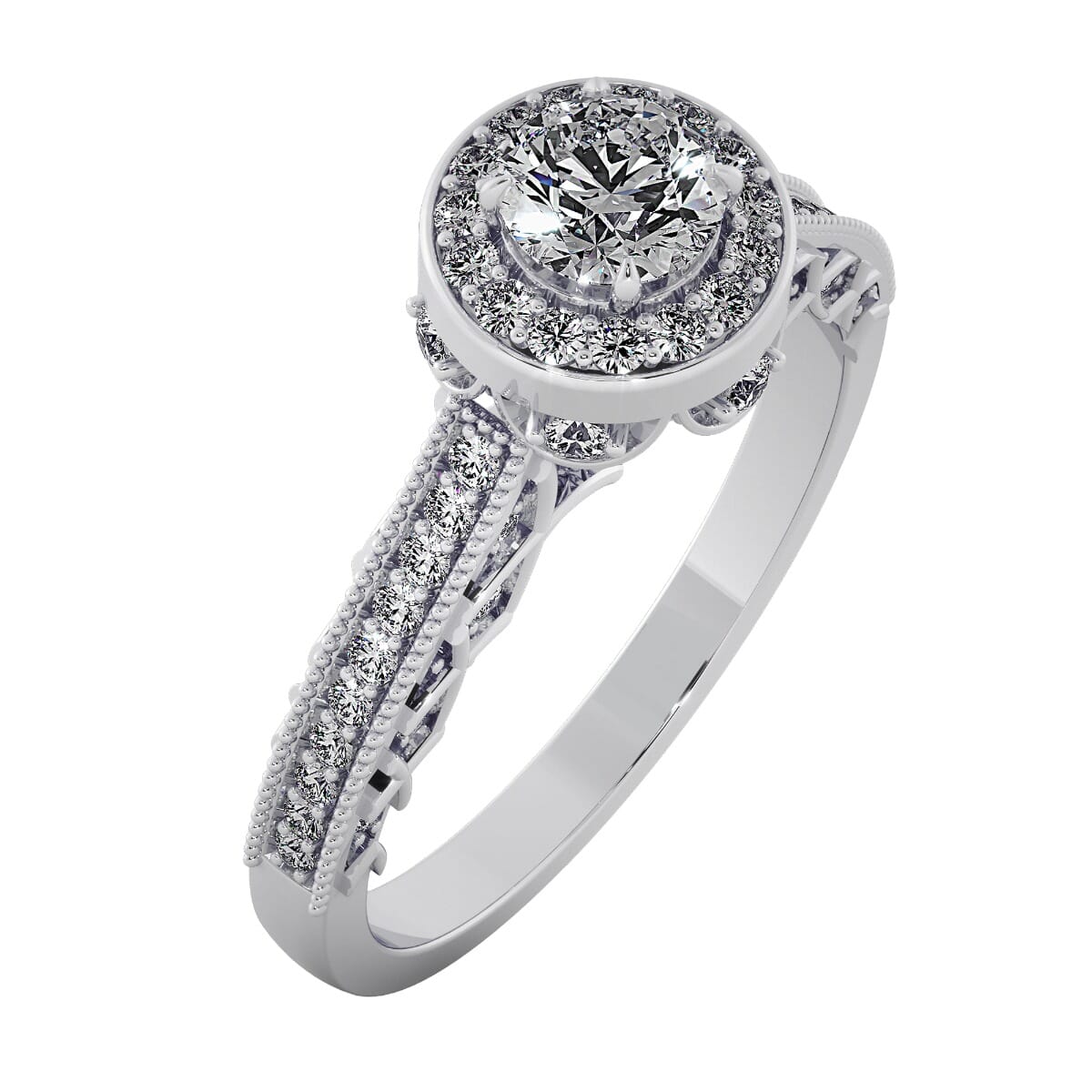 18KT Gold Ring with 0.40 Carat D Color VVS1 Center Diamond with Certificate and Side Stone 0.40 Carat