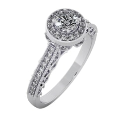 18KT Gold Ring with 0.40 Carat D Color VVS1 Center Diamond with Certificate and Side Stone 0.40 Carat