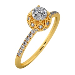 18KT Gold Ring with 0.25 Carat D Color VVS1 Center Diamond and Side Stone 0.25 Carat