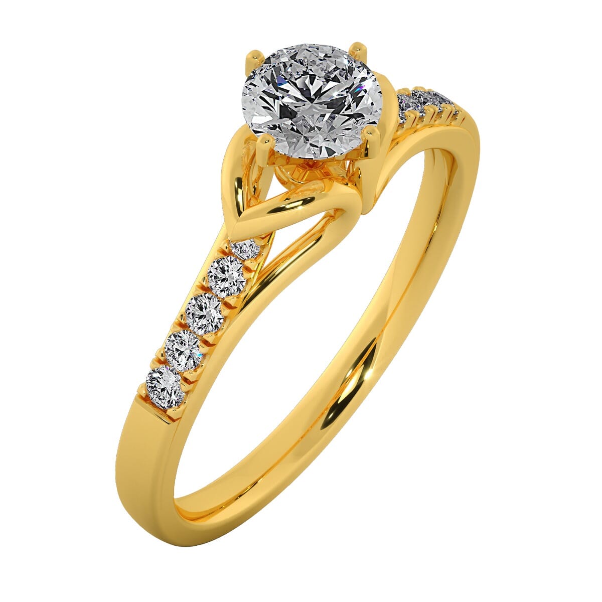 18KT Gold Ring with 0.40 Carat D Color VVS1 Center Diamond with Certificate and Side Stone 0.10 Carat
