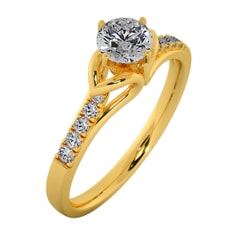 18KT Gold Ring with 0.40 Carat D Color VVS1 Center Diamond with Certificate and Side Stone 0.10 Carat