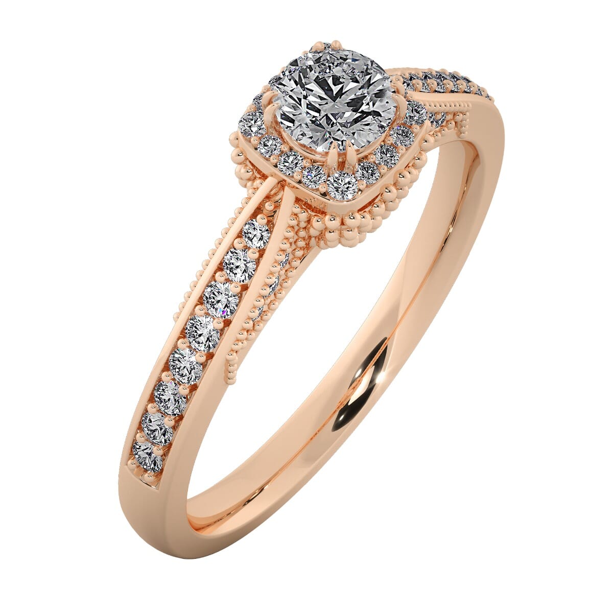 18KT Gold Ring with 0.25 Carat D Color VVS1 Center Diamond and Side Stone 0.25 Carat