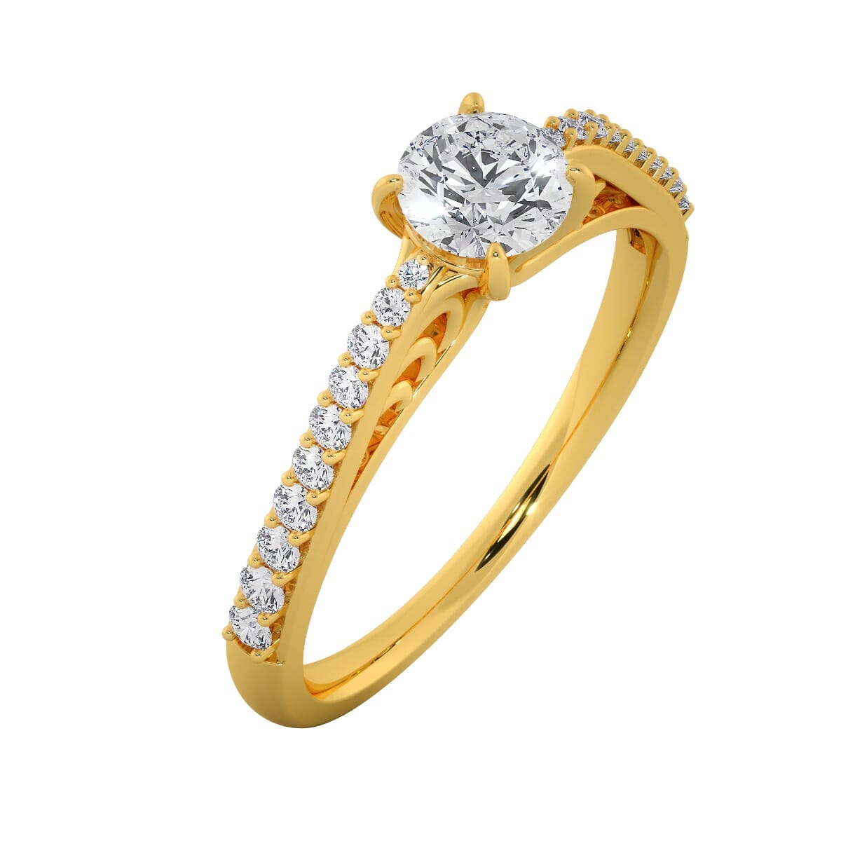 18KT Gold Ring with 0.70 Carat D Color VVS1 Center Diamond with Certificate and Side Stone 0.30 Carat