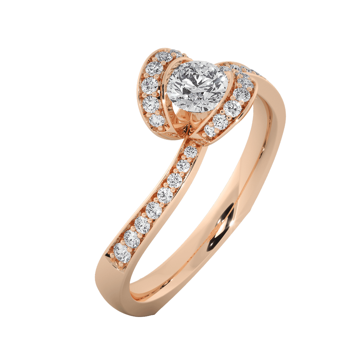 18KT Gold Ring with 0.30 Carat D Color VVS1 Center Diamond with Certificate and Side Stone 0.20 Carat
