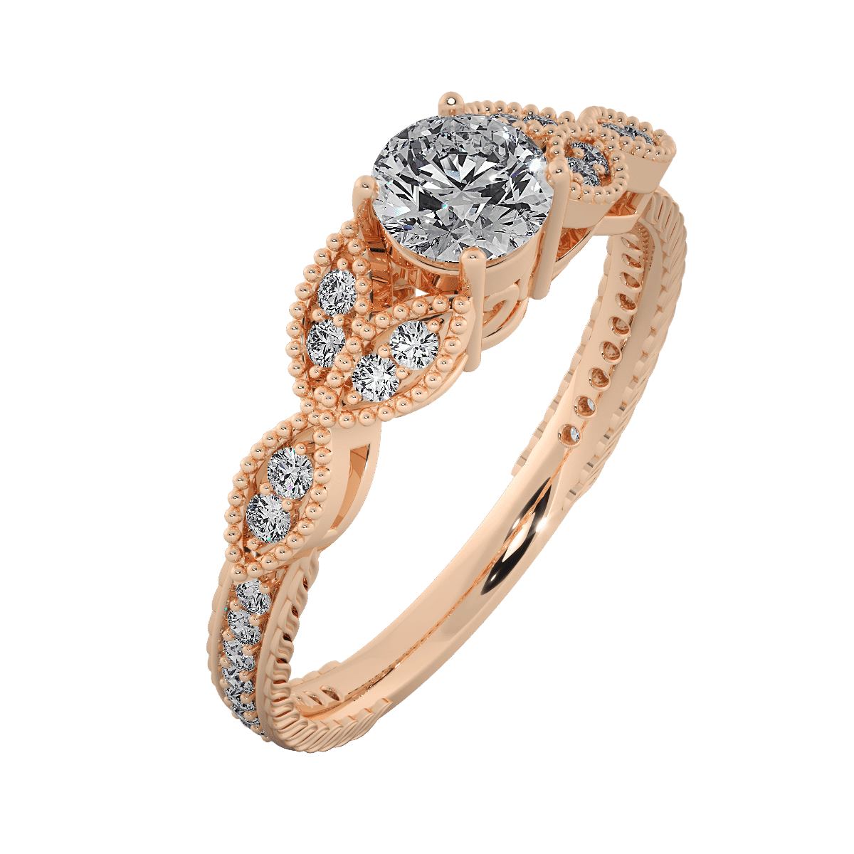 18KT Gold Ring with 0.40 Carat D Color VVS1 Center Diamond with Certificate and Side Stone 0.30 Carat