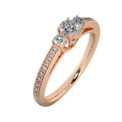 18KT Gold Ring with 0.25 Carat D Color VVS1 Center Diamond and Side Stone 0.30 Carat