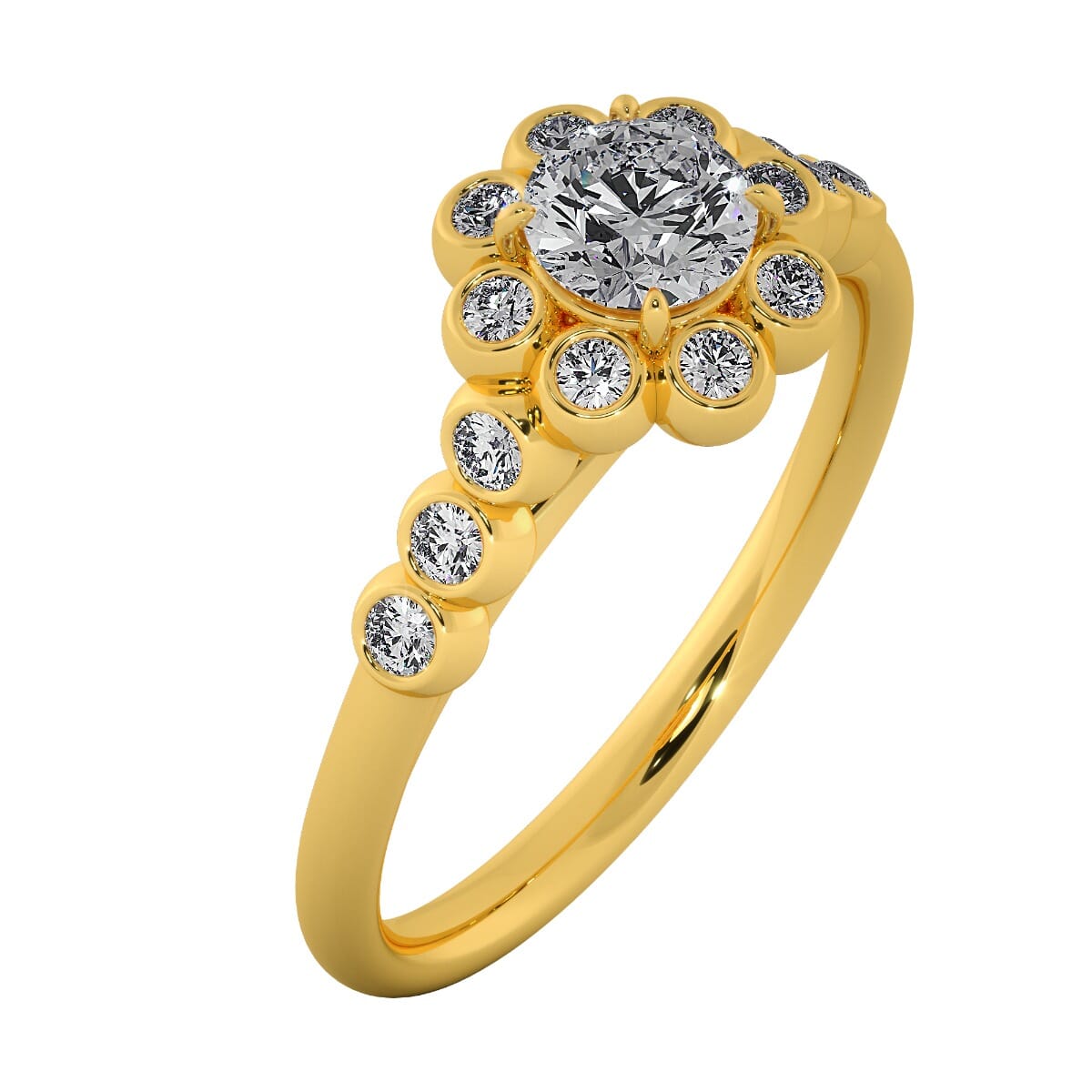 18KT Gold Ring with 0.30 Carat D Color VVS1 Center Diamond with Certificate and Side Stone 0.20 Carat