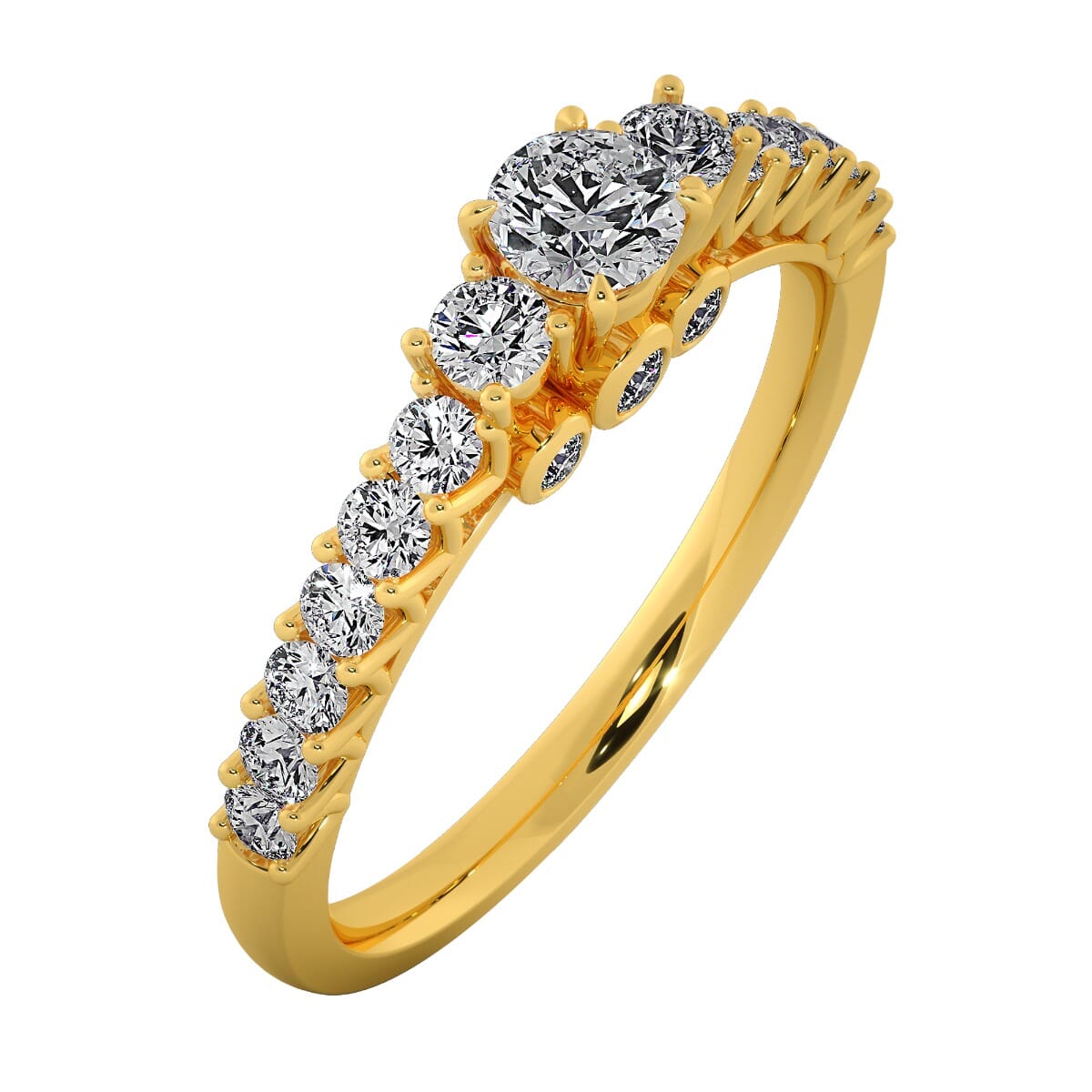 18KT Gold Ring with 0.20 Carat D Color VVS1 Center Diamond and Side Stone 0.55 Carat