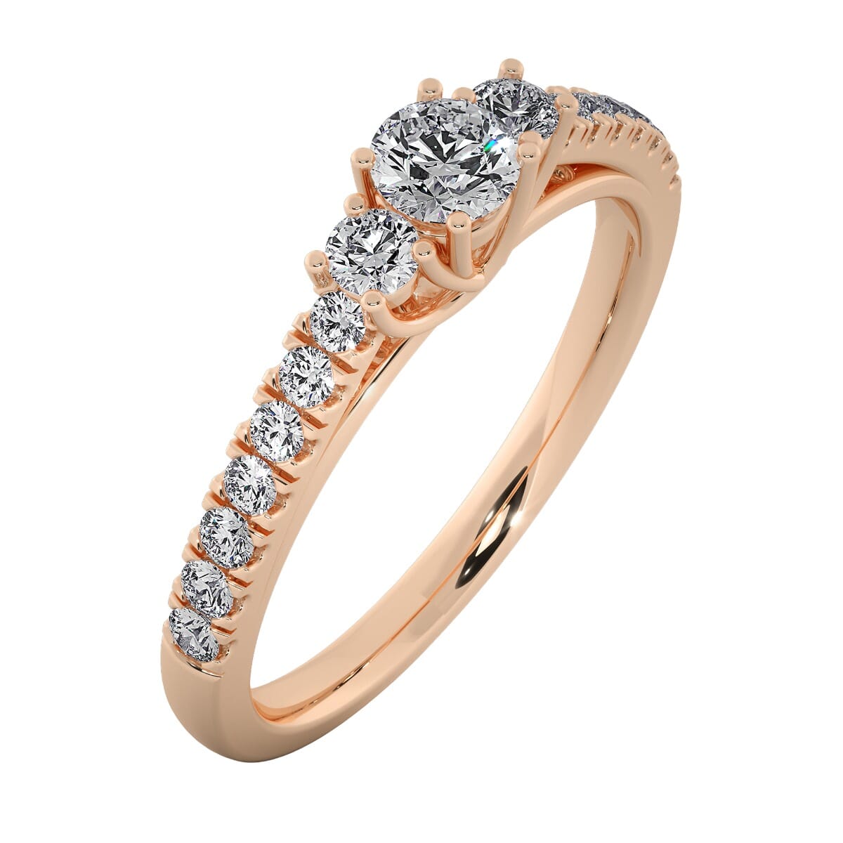 18KT Gold Ring with 0.20 Carat D Color VVS1 Center Diamond and Side Stone 0.35 Carat