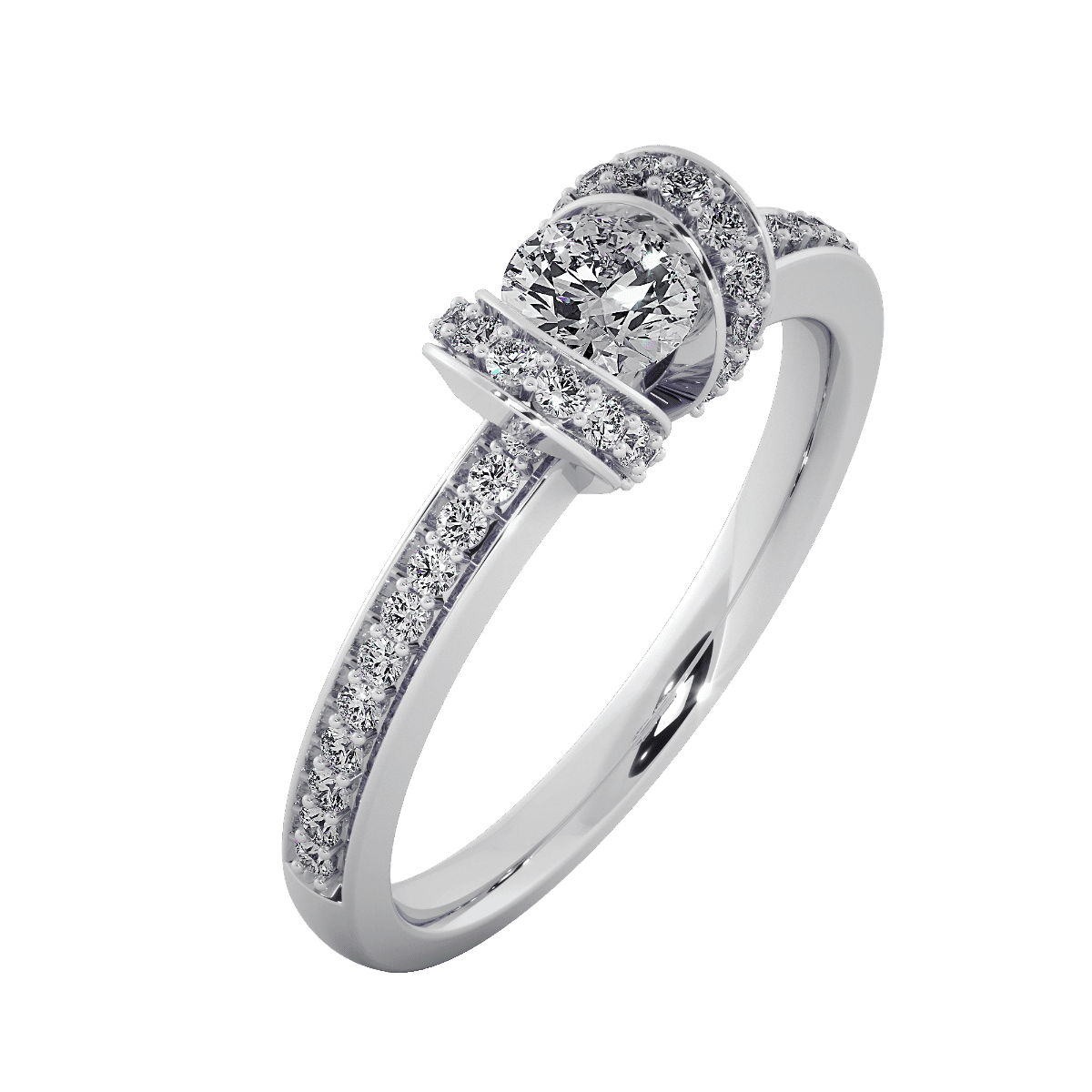 18KT Gold Ring with 0.30 Carat D Color VVS1 Center Diamond with Certificate and Side Stone 0.30 Carat