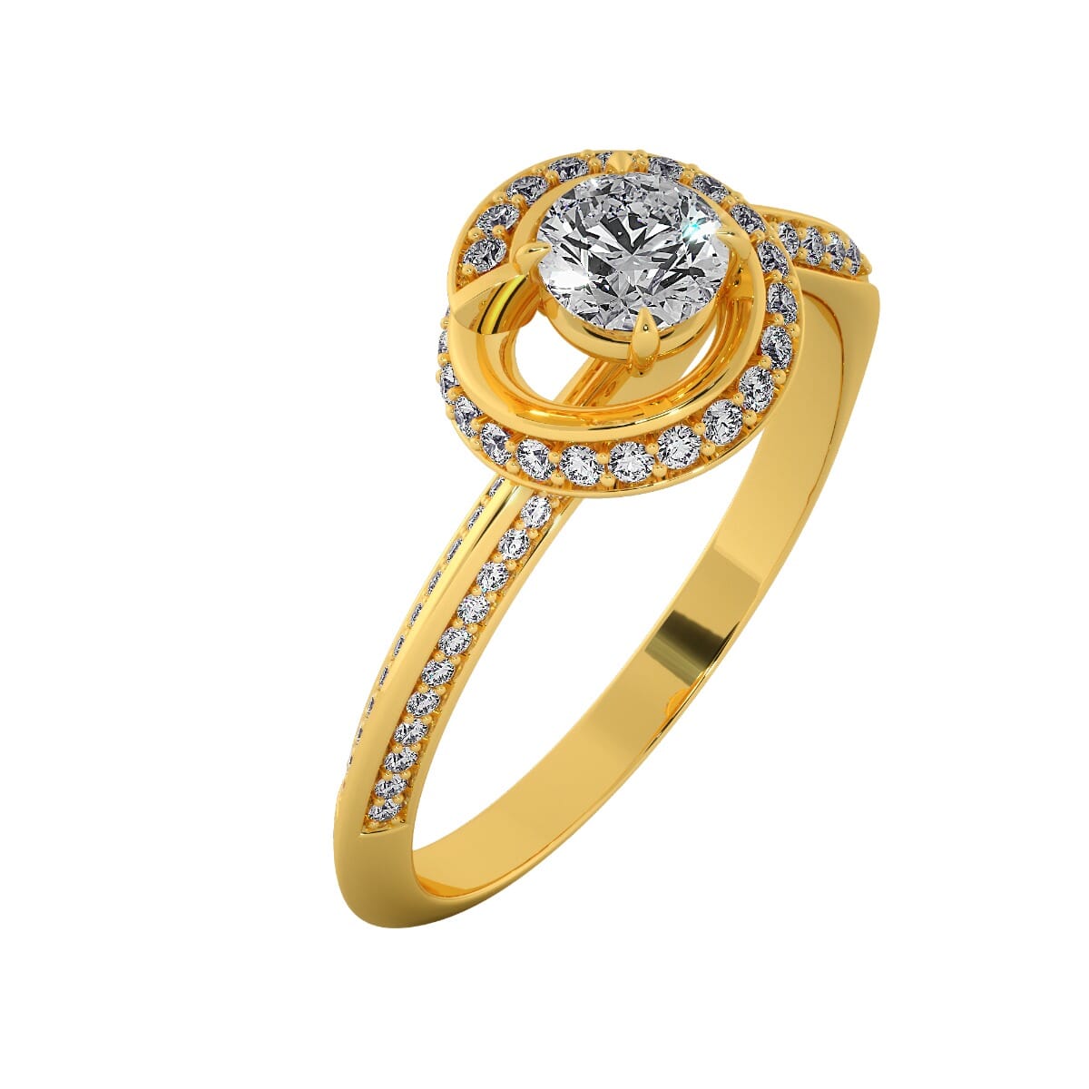 18KT Gold Ring with 0.30 Carat D Color VVS1 Center Diamond with Certificate and Side Stone 0.30 Carat
