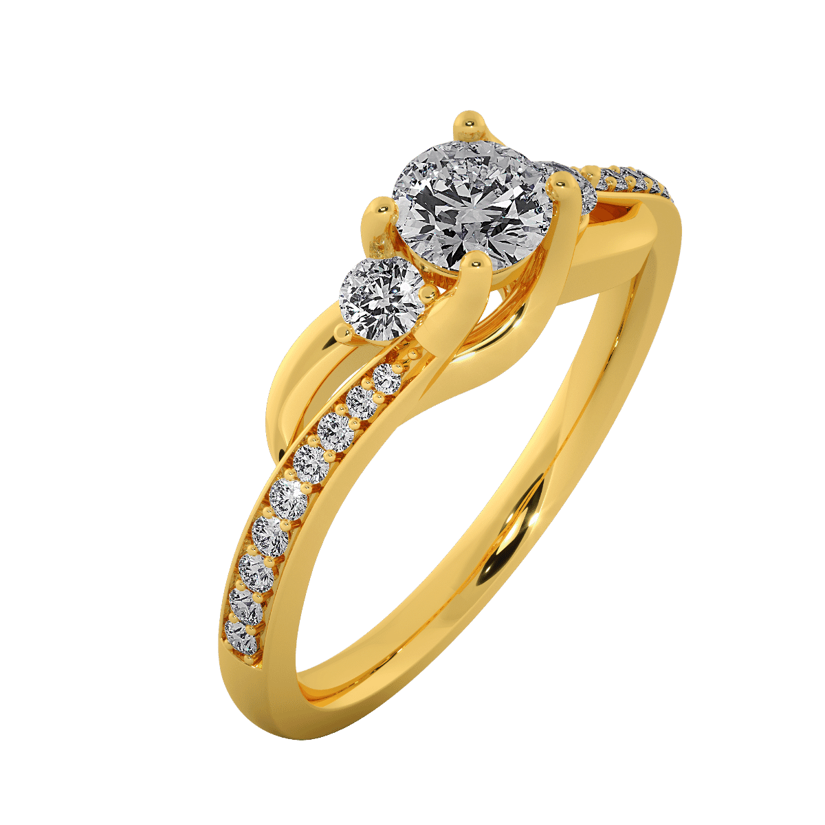 18KT Gold Ring with 0.40 Carat D Color VVS1 Center Diamond with Certificate and Side Stone 0.25 Carat