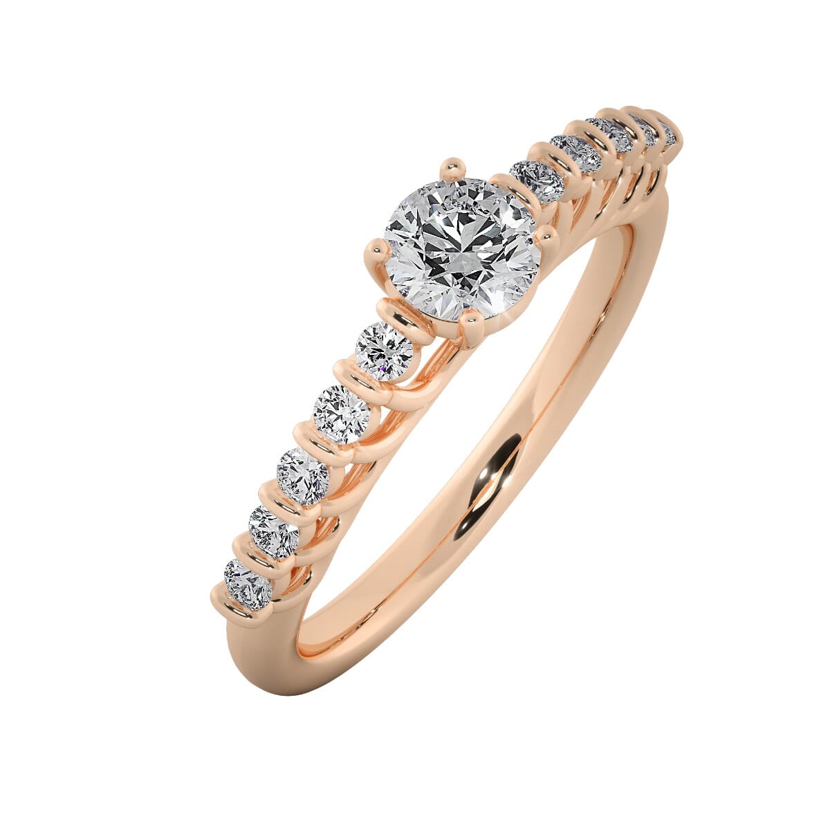 18KT Gold Ring with 0.40 Carat D Color VVS1 Center Diamond with Certificate and Side Stone 0.25 Carat