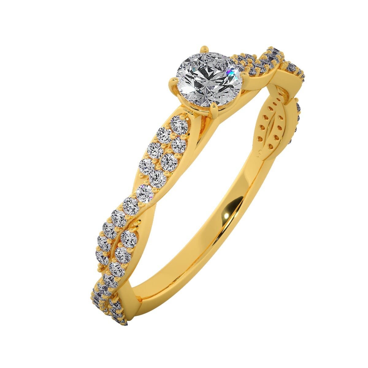18KT Gold Ring with 0.25 Carat D Color VVS1 Center Diamond and Side Stone 0.35 Carat