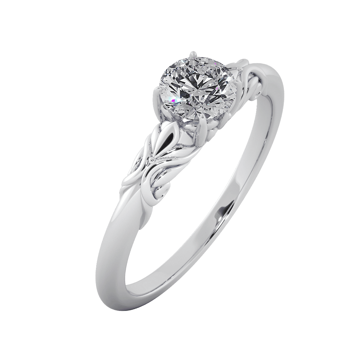 18KT Gold Ring with 0.50 Carat D Color VVS1 Center Diamond with Certificate 