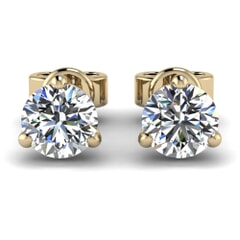 Classic Three Prong Round Diamond Studs In 18KT Gold
