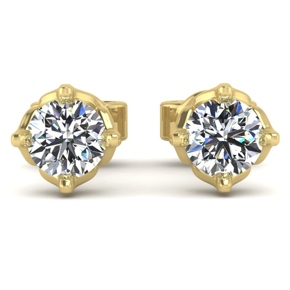 Tulip Diamond Stud Earrings in 18KT Gold 