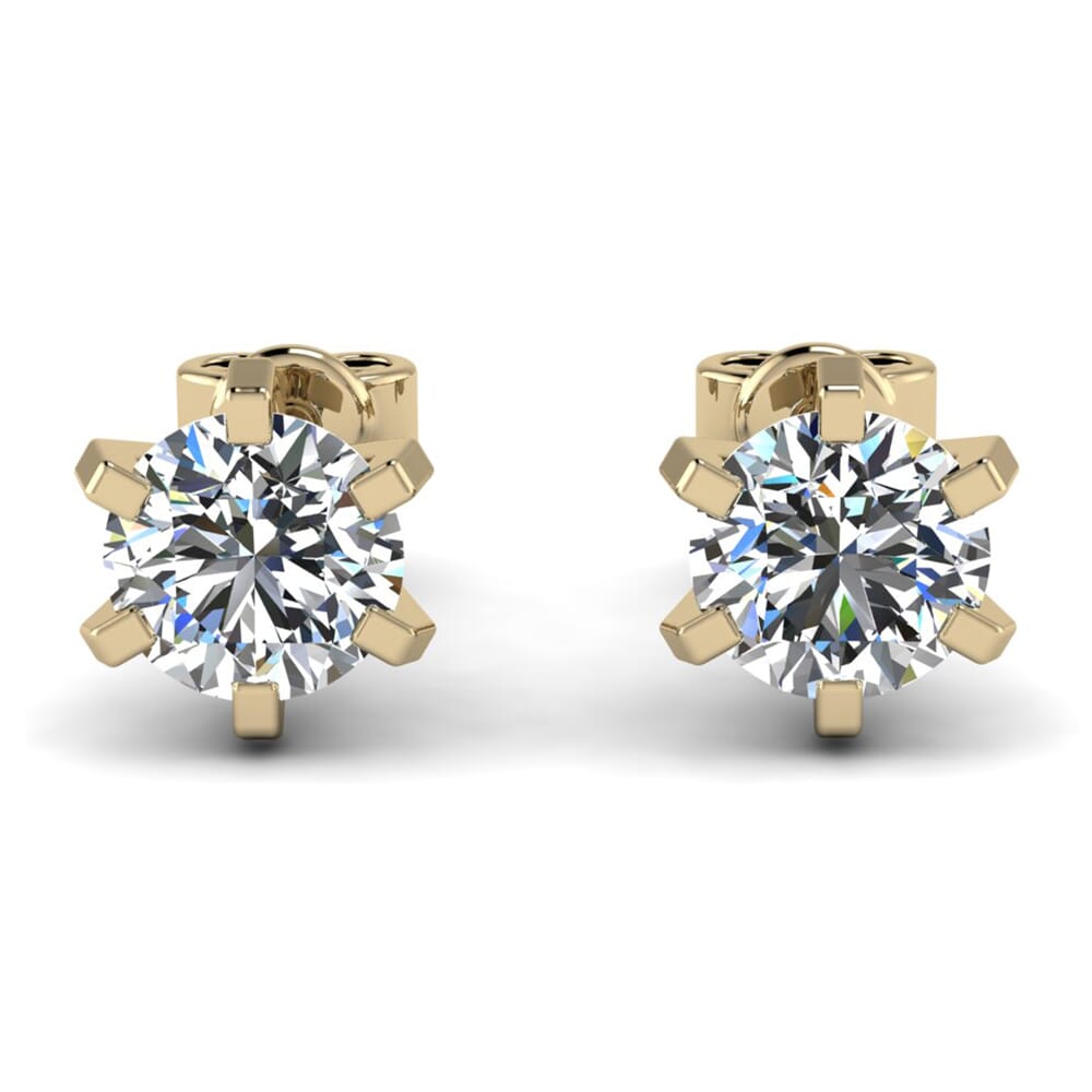 Classic Six Prong Diamond Studs In 18KT Gold