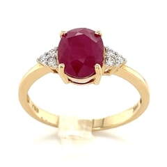 1.78 CTW Oval Burma Ruby with 0.80 CTW Round White Diamond Accent 14KT Yellow Gold