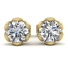 Beautiful Tulip Diamond Stud Earrings in 18KT Gold