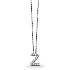 18K Gold and 0.11 Carat F Color VS Clarity Initial "Z" Pendant with 16 Inches Chain