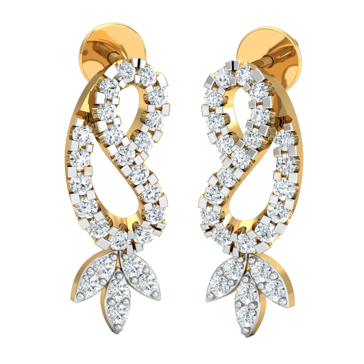 18K Gold Earrings and 0.52 carat Diamonds