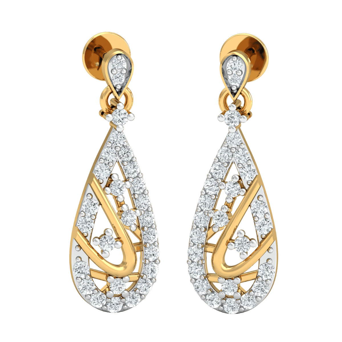 18K Gold Earrings and 0.56 carat Diamonds