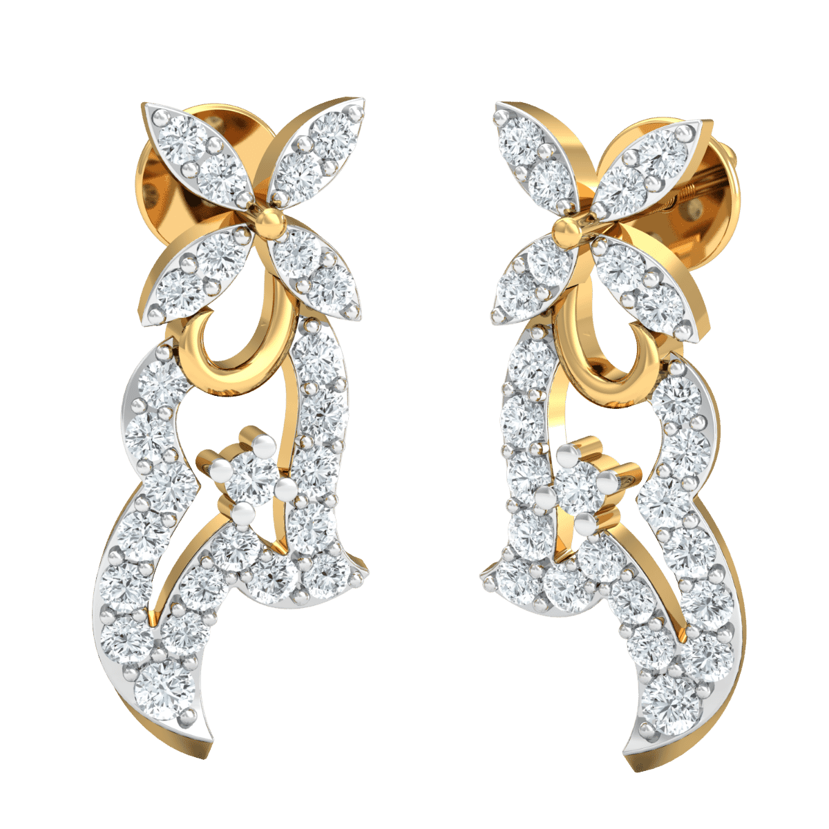 18K Gold Earrings and 0.57 carat Diamonds