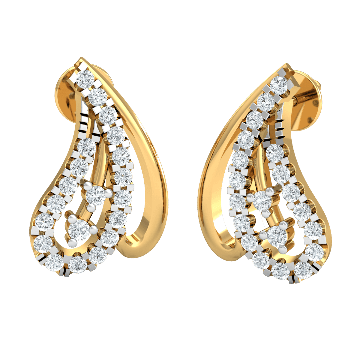 18K Gold Earrings and 0.42 carat Diamonds