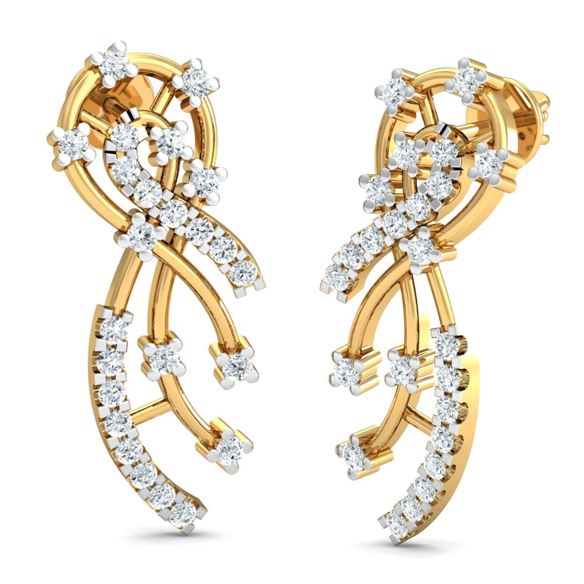18K Gold Earrings and 0.97 carat Diamonds