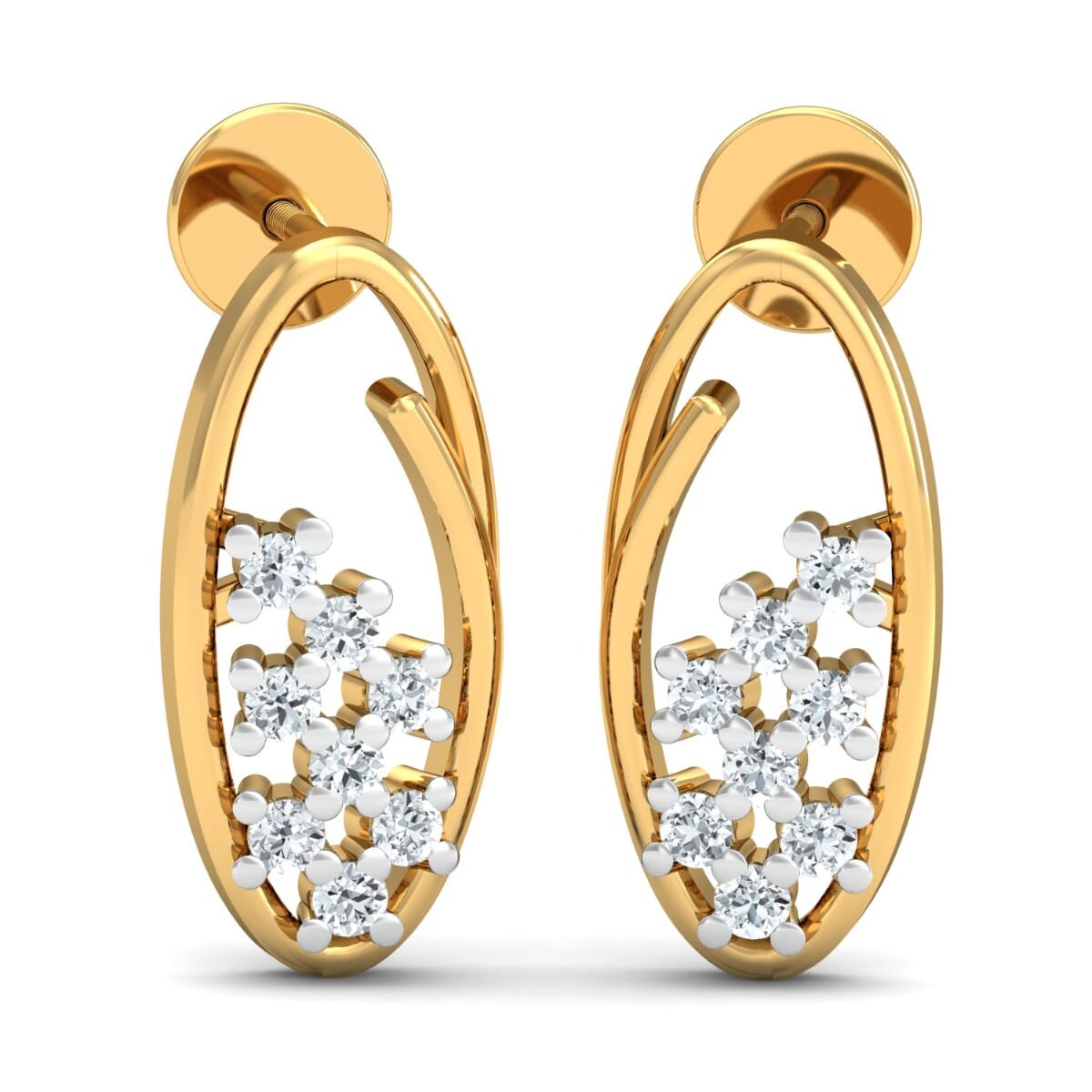 18K Gold Earrings and 0.16 carat Diamonds
