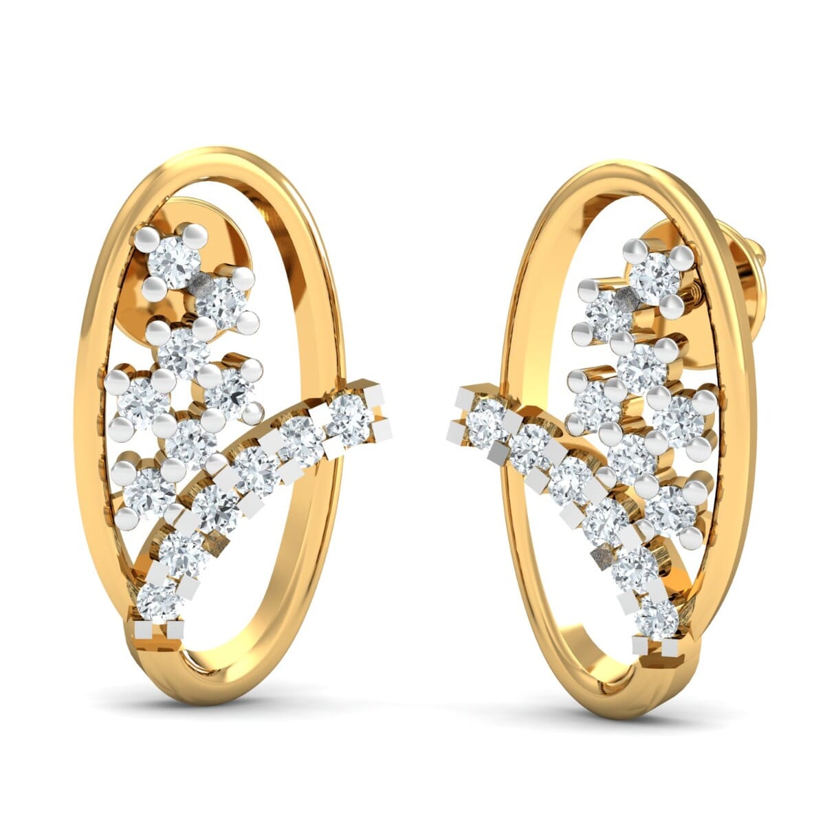 18K Gold Earrings and 0.25 carat Diamonds