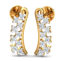 18K Gold Earrings and 0.18 carat Diamonds
