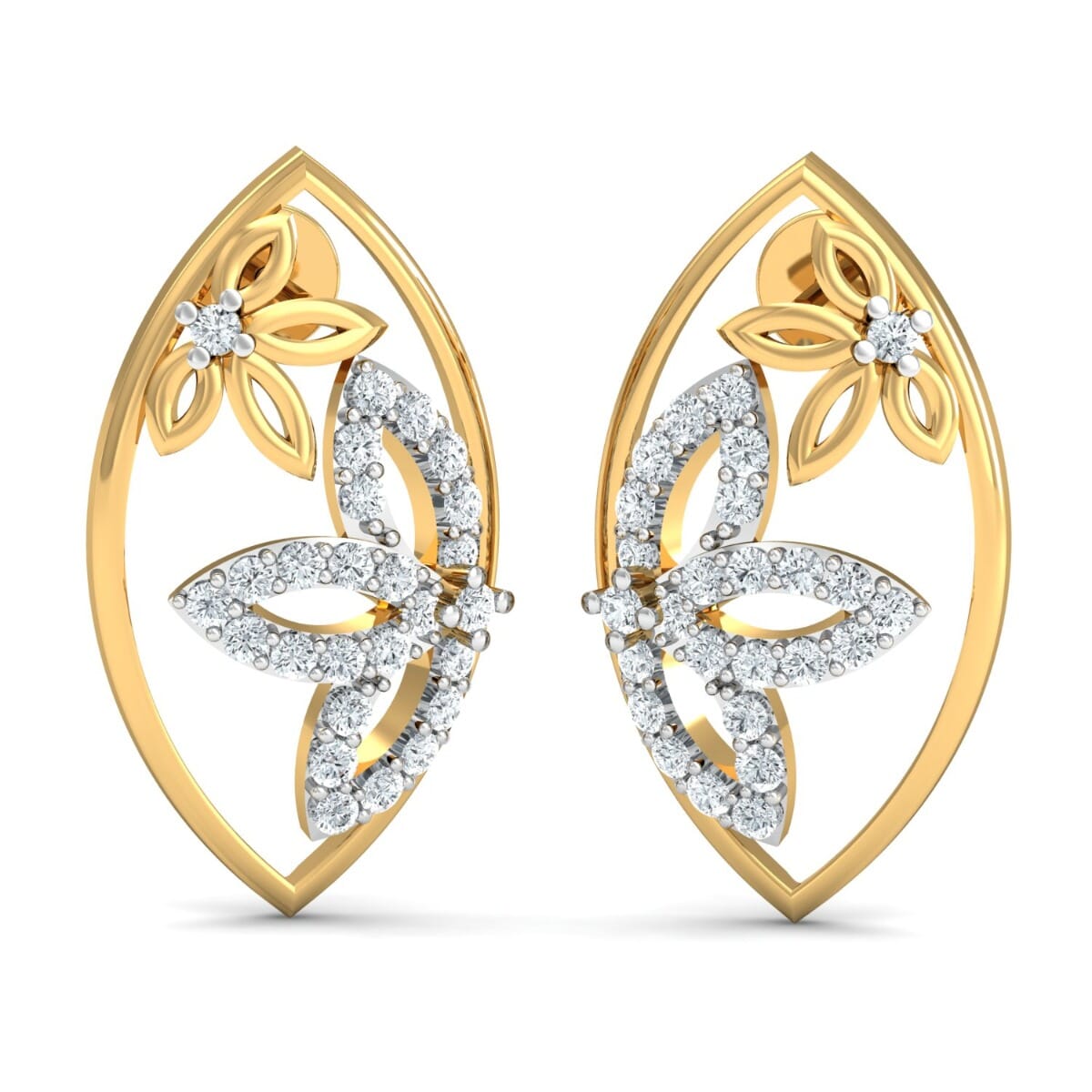 18K Gold Earrings and 0.53 carat Diamonds