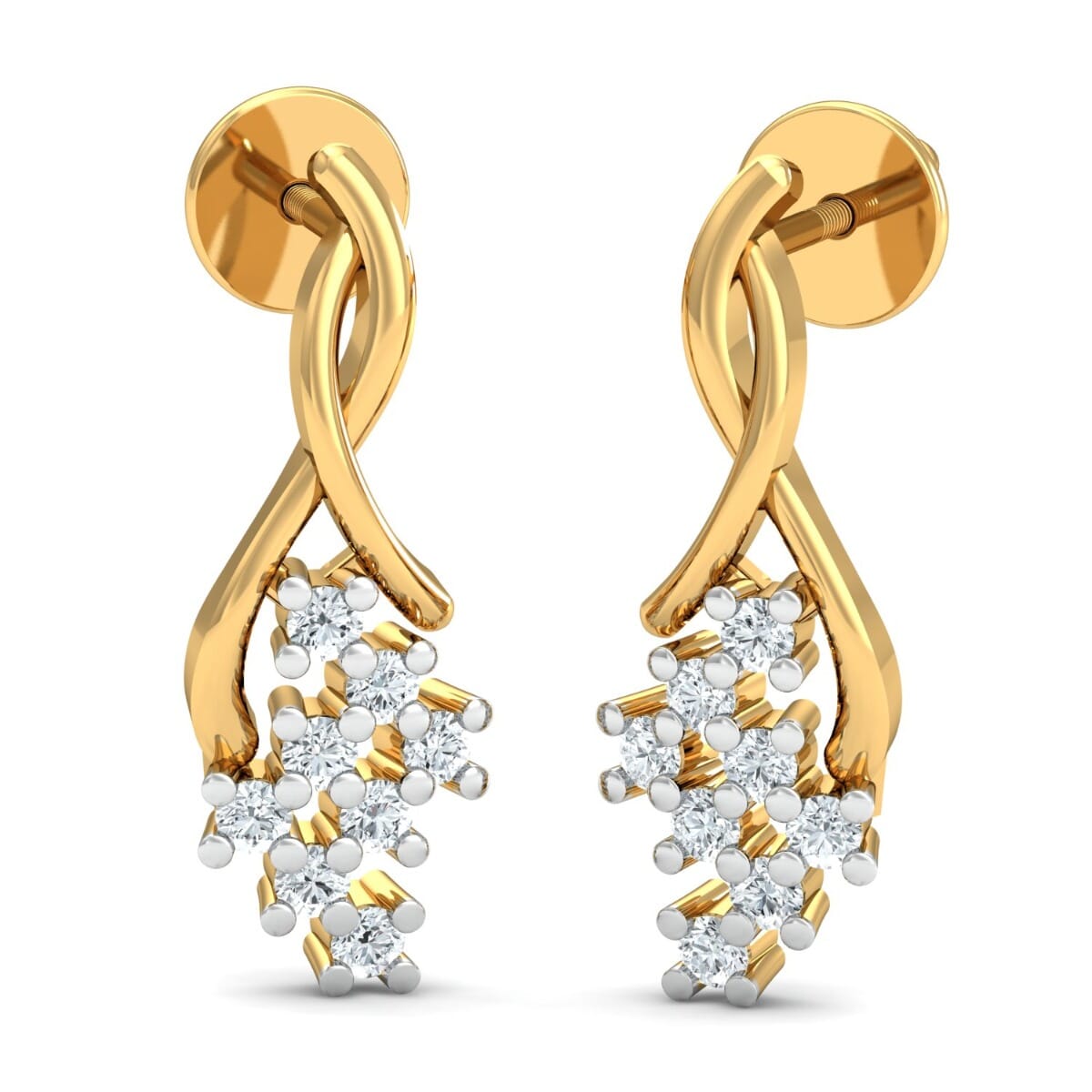 18K Gold Earrings and 0.16 carat Diamonds