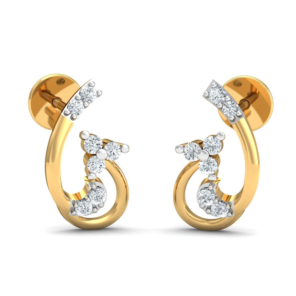 18K Gold Earrings and 0.13 carat Diamonds