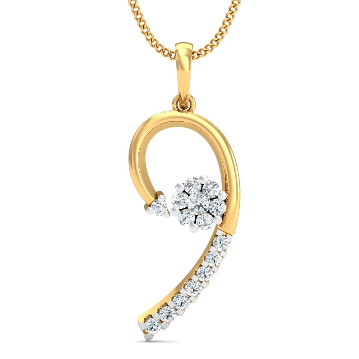 18K Gold Pendant and 0.21 carat Diamonds