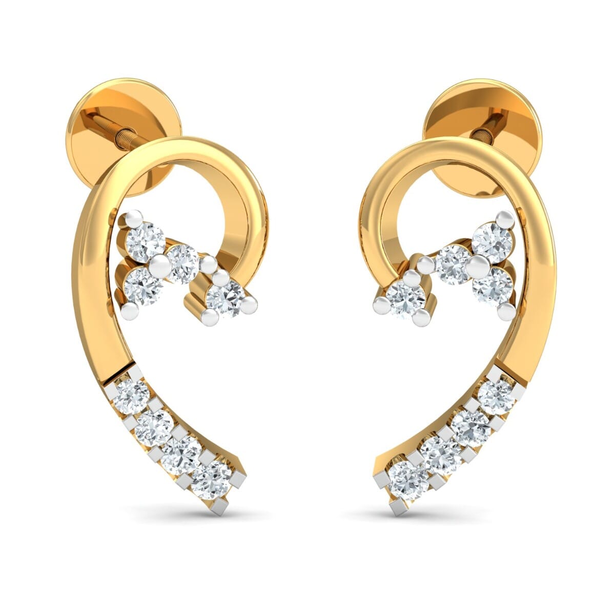 18K Gold Earrings and 0.16 carat Diamonds