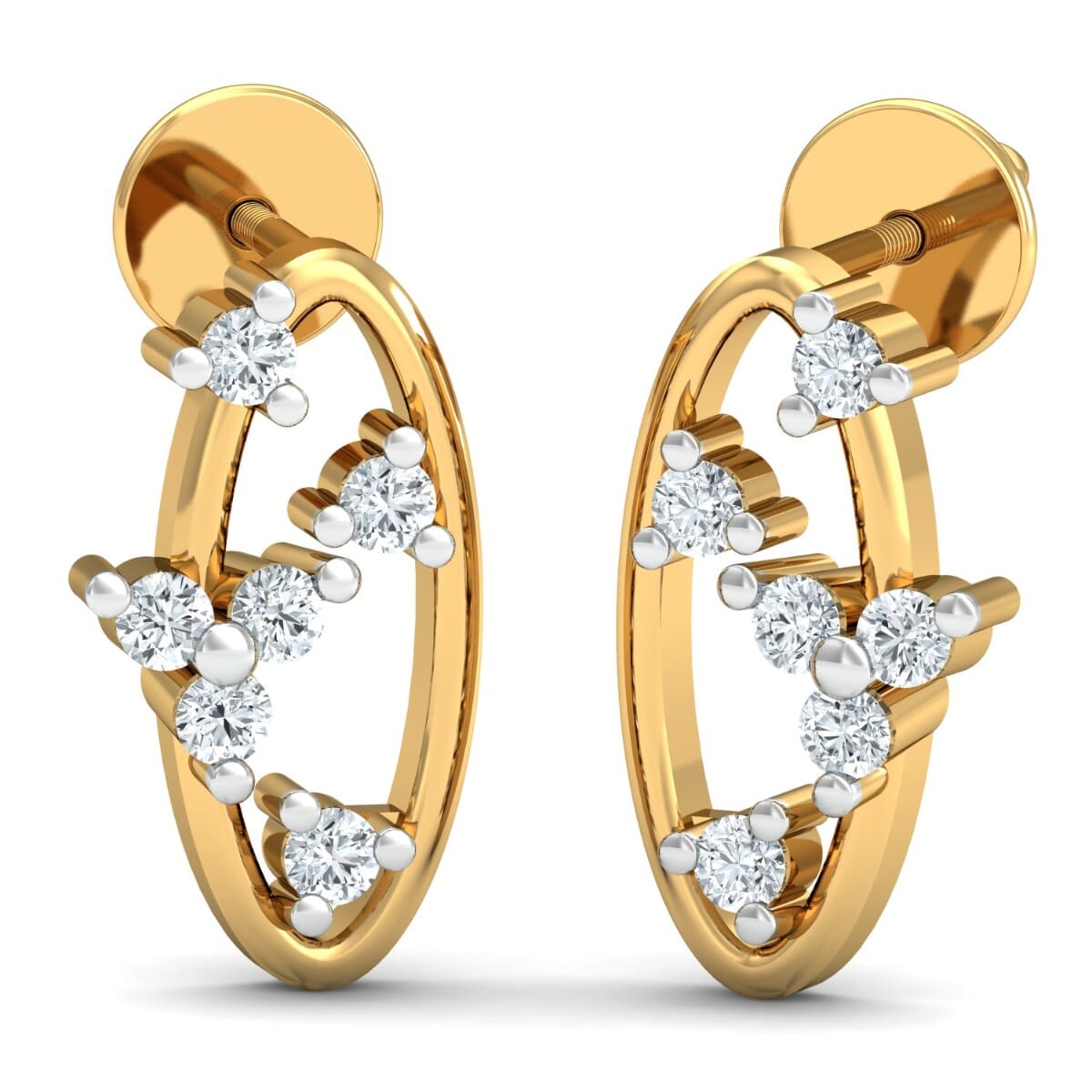 18K Gold Earrings and 0.18 carat Diamonds