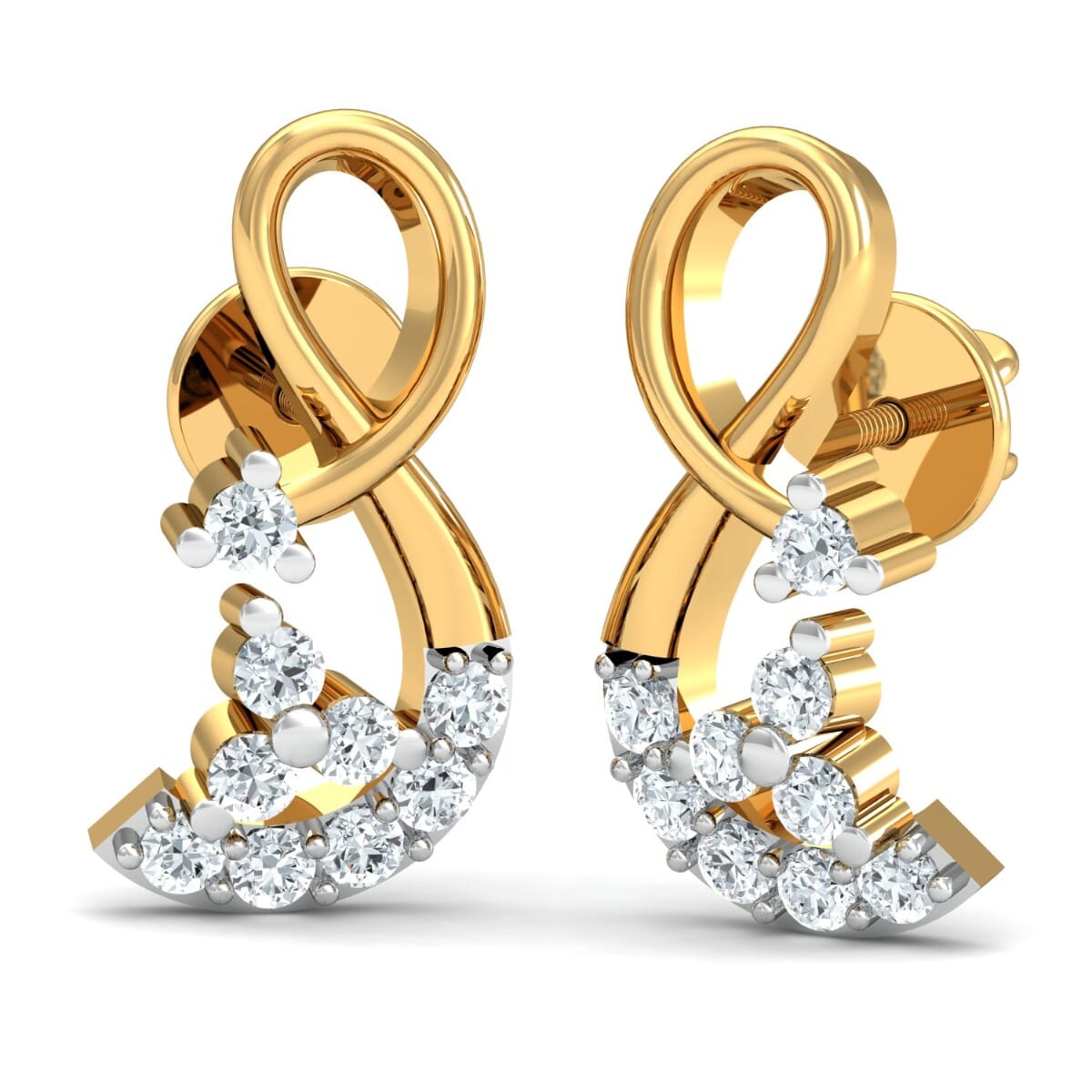 18K Gold Earrings and 0.23 carat Diamonds