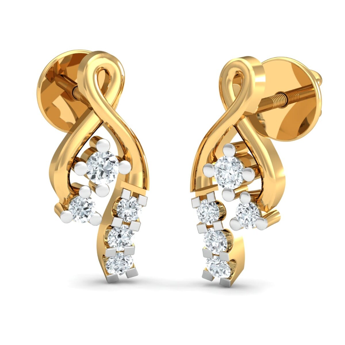 18K Gold Earrings and 0.12 carat Diamonds